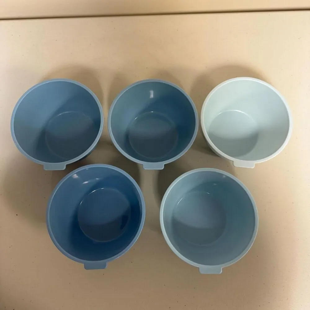 Stacking Bowl Set Plastic Blue Kitchen Dishes Microwave Safe Snack Soup Cereal